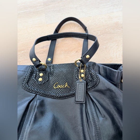 COACH Ashley Leather Satchel Shoulder Bag Crossbody Python – Black – EUC - Picture 2 of 11